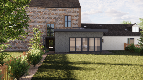3D model showing exterior of extension