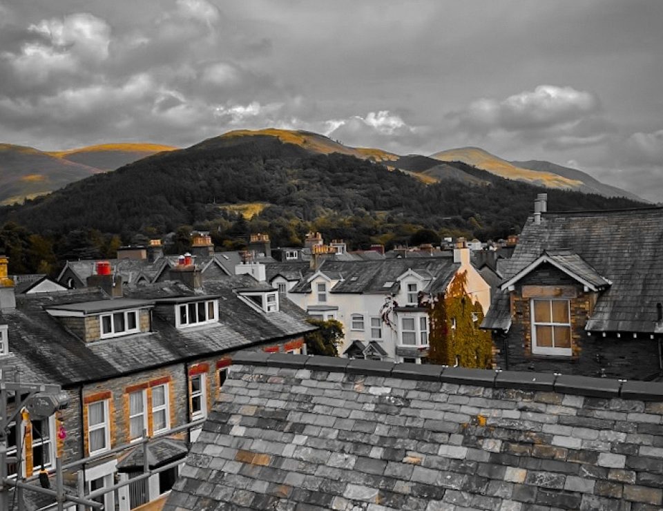 Rooftops with fells in the background
